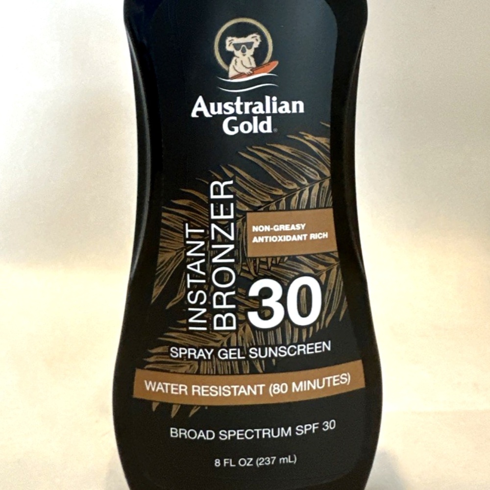 NEW Australian Gold Instant Bronzer SPF 30 Spray Gel Sunscreen 8 oz. EXP 6/27